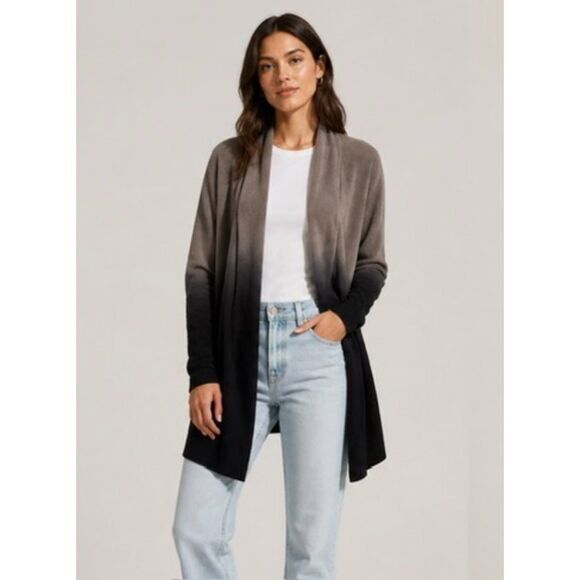 Barefoot Dreams Sweaters - Barefoot Dreams CozyChic Lite Cardigan Women S/M Taupe Black Ombre Island Wrap